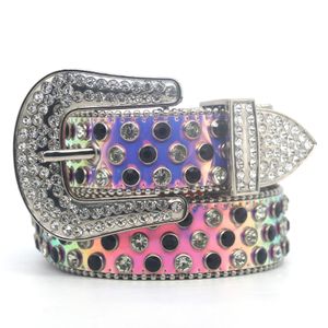 Ceinture occidentale en strass pour hommes, ceintures cloutées de luxe, à la mode, en diamant, Rose, Cowboy, Jeans