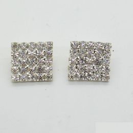 Strass 50Pcs 16X16Mm Carré Strass Embellissement Boutons Flatback Diy Cristal Boucles Usine Prix Baisse Livraison Bijoux Dhzek