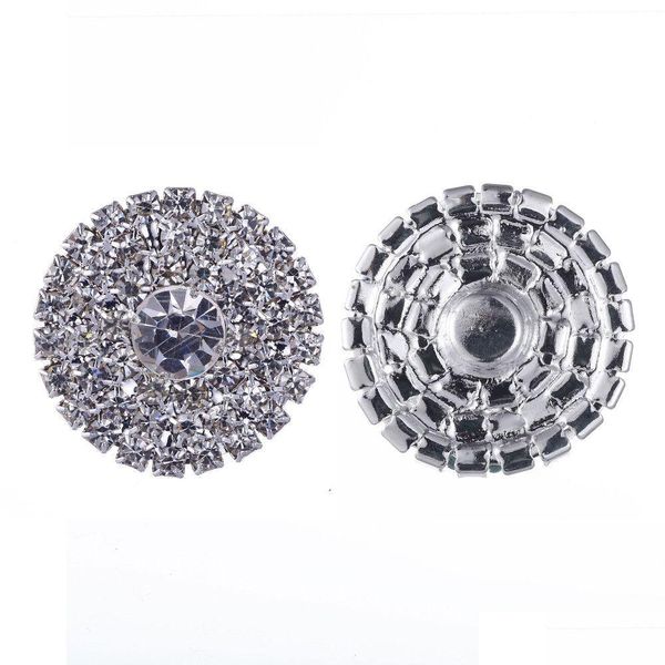 Strass 50 pièces 25mm rond strass Sier bouton Flatback décoration boucles en cristal pour accessoires de cheveux de bébé livraison directe bijoux Dhmin