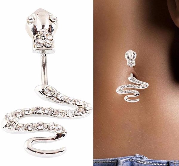 Strass bijoux de corps goutte gland nombril piercing nombril nombril anneaux forme de serpent femmes Bikini Bar7180648