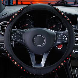 Protector de cristal con diamantes de imitación para volante de coche, funda decorativa para volante, Protector de 37-38cm, estilo Interior de coche Universal