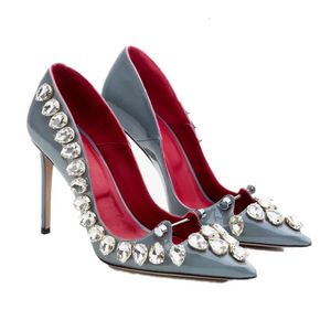Rhinestones Female Pumps Party 682 Hoge hakken Handgemaakte mode dames Stiletto Crystal Pointed Toe Women Shoes 240125 527