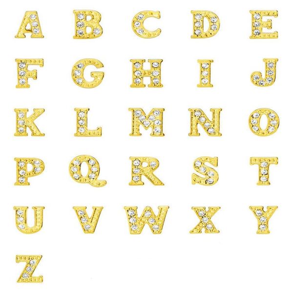 Strass plaqué or et argent lettres de l'alphabet, breloques flottantes en alliage A-Z adaptées au médaillon en verre, bijoux à faire soi-même, 20 pièces211y