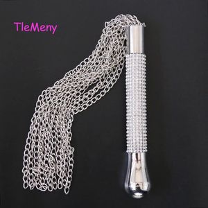 RHINESTONS Handle Chain Whip Sex Toys for Couples Soft Iron Passion Spanking Paddle Whips Slave Contrraintes BDSM Bondage Slogger 240428