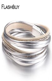 Bracelets en cuir strass pour femmes, simples, multicouches, magnétiques, à la mode, bijoux fantaisie, cadeau 5350701