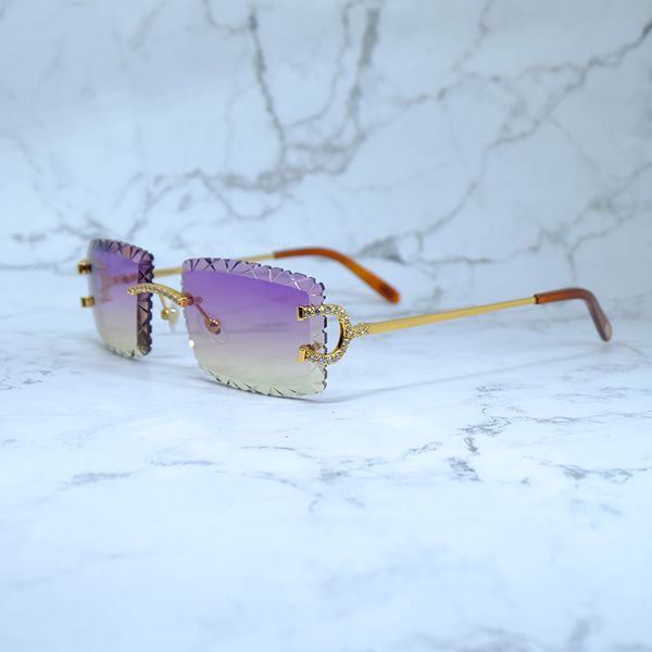 Strass lunettes de soleil glacé diamant coupe lunettes de soleil Vintage Carter luxe hommes concepteur Decoarion marque lunettes de mode