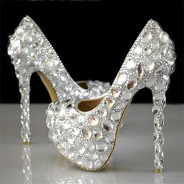 RHINESTONS FEMMES 574 Super Pumps Flash Crystal Chaton Wedding White Bride Show Diamond High Heed Chaussures 240125 326 981