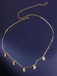 Cadena de cuerpo sexy con diamantes de imitación, cadena de cintura de mariposa, cadena de ombligo9060461