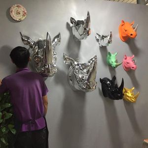 Rhinoceros Decoratieve objecten Hanger Bar Club KTV Drie-dimensionale achtergrond Wanddecoratie Hars Crafts
