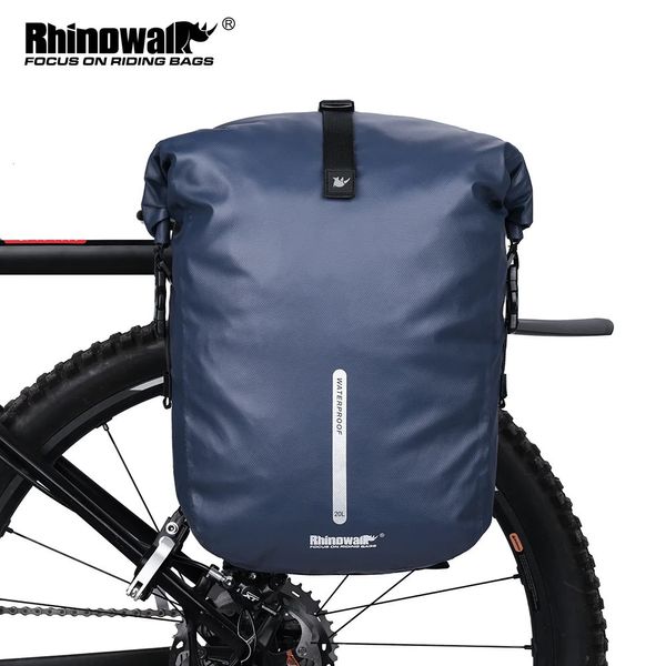 Rhinowalk Bicle Bag Pannier Bicicleta impermeable 20L Rack trasero multifuncional Ciclismo negro de viaje 240411