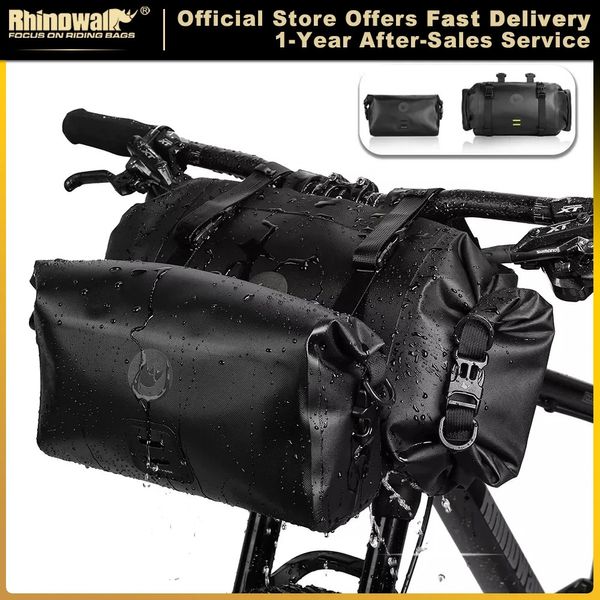 Bolsa de bicicleta Rhinowalk Bolsa de manillar de gran capacidad impermeable Bolsa de ciclismo de tubo frontal de 1 o 2 piezas Accesorios de bicicleta de tronco de marco MTB 240119