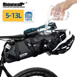 Rhinowalk Bike Saddle Bag impermeable 5L13L Big Capacidad plegable para carretera MTB Bicicleta Tail trasera trasera de ciclismo Pannier Black 240416