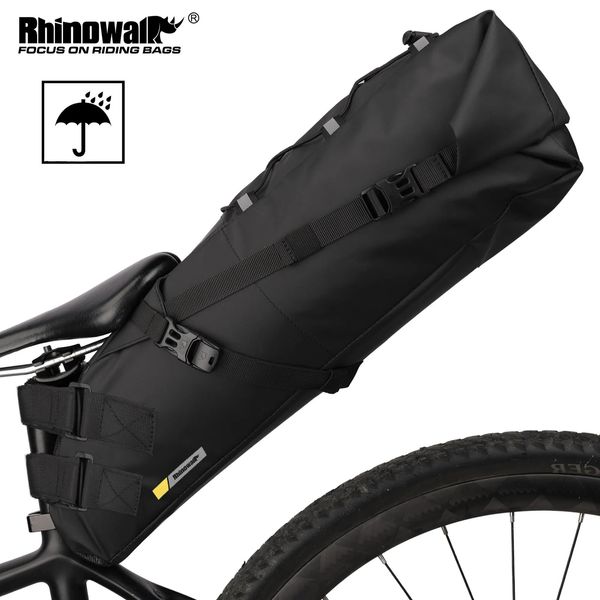 Rhinowalk sac de selle de vélo étanche vtt vélo de route 13L grande capacité sac de cyclisme pliable queue sac arrière accessoires de coffre 240313