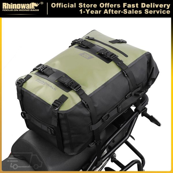 Bolsa de motocicleta Rhinowalk Saddle impermeable mochila 8L/15L/30L Moto Moto Bolsa trasera de asiento trasero para equipos
