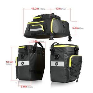 Sac de support de vélo Rhinowalk MTB Sac à vélo de vélo de vélo de vélo de vélo Pannier 3 en 1 Sacs de siège arrière double côté cyclisme