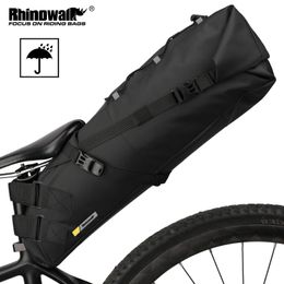 Rhinowalk Bike impermeable bolsillo de silla de montar gran capacidad Bicle de silla de cordel de la ciclismo Bolsa trasera plegable Bolsa trasera MTB Road Bike 240418