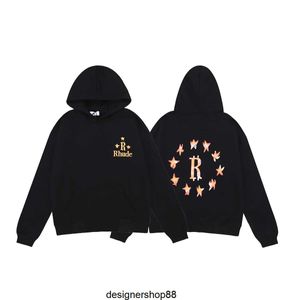 Rhode Beautiful Black Money Sudadera con capucha Juguetón estampado de pentagrama Suéter de rizo de alta calidad para hombres y mujeres