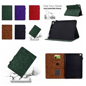 Étuis Losange pour iPad 10.9 2022 Pro 11 Air4 Air5 10.5 10.5 pouces Air air2 2 9.7 pouces empreinte PU ligne verticale portefeuille en cuir tablette mode crédit carte d'identité fente porte-pochette