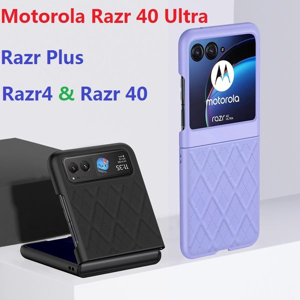 Rhombus Cas Pour Motorola Razr 40 Ultra Moto Razr Plus Razr4 Cas En Cuir Ajouter Dur Couverture Arrière