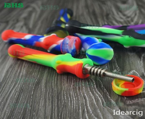 RHS Silicone Honey Bird Pro Kit con plataformas petrolíferas de paja Dab de uñas de titanio de 14 mm para cera de hierbas Bong4390563