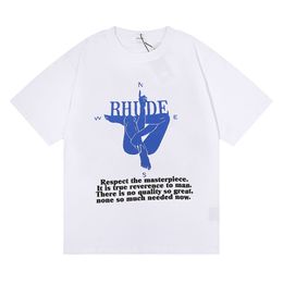 Rhude Marque Imprimé T-shirt Hommes Femmes Col Rond T-shirts Printemps Eté High Street Style Qualité Top T-shirts RHUDE Taille Asiatique S-XL Camiseta Casablanca A4