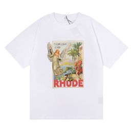 Rhude Brand imprimé T-shirt Men Femmes T-shirts de cou rond