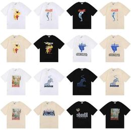 Rhude брендовая футболка с принтом для мужчин и женщин футболки с круглым вырезом весна-лето High Street Стиль качественные футболки азиатского размера S-xl Camiseta дешевый Mac