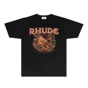 Rhude Brand Summer Shorts Mens Designer THOCHA TRENDA DE Moda de algodón de algodón Ropa RH033 Pintura al óleo de planta Tamaño de camiseta de manga corta S-XXL