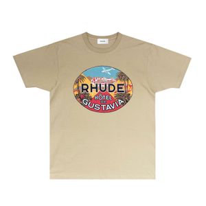 RHUDE BRAND SUMME TSHIRT MENS DESSIGNER T-shirt Fashion Coton Fashion Shorts RH038 DÉSERT COCONUT IMPRESS