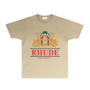 Rhude Brand Summer Tshirts Designer T-shirts pour hommes et femmes vêtements de mode à la mode RH028 Parrot Symmétrique imprimé à manches courtes T-shirt S-xxl