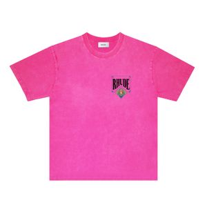 T-shirts de marque de rhude t-shirts pour hommes T-shirts pour femmes vêtements d'été de mode à la mode ZRH019 Double lion couronne lavée pour faire de l'ancien t-shirt à manches courtes S-xxl