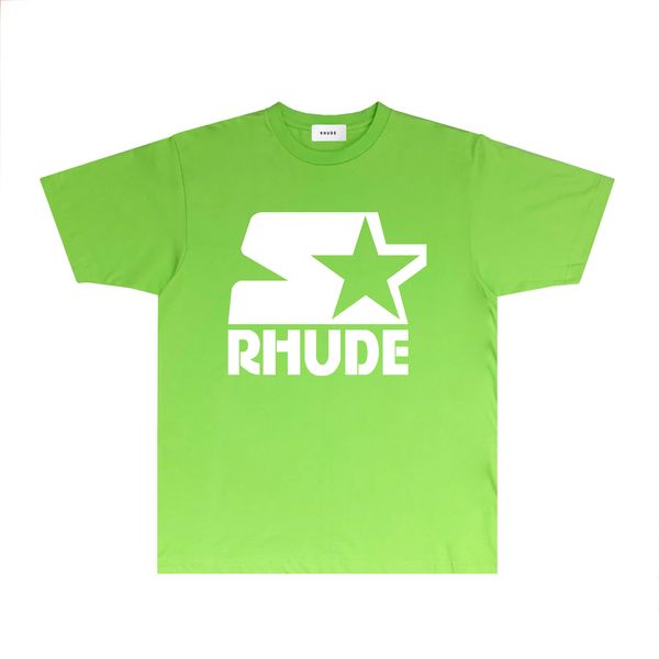 RHUDE Brand Tshirt Mens Designer T-shirt Womens Fashion Tshirt Trend Brand RH078 Hollow à cinq points étoiles imprimées à manches courtes t-shirts S-xxl