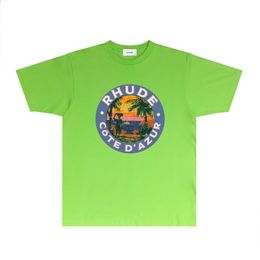 Rhude merk tshirt dames en heren designer t-shirt RH106 Sunset Glow Medal bedrukt T-shirt met korte mouwen trendy mode kleding maat S-XXL