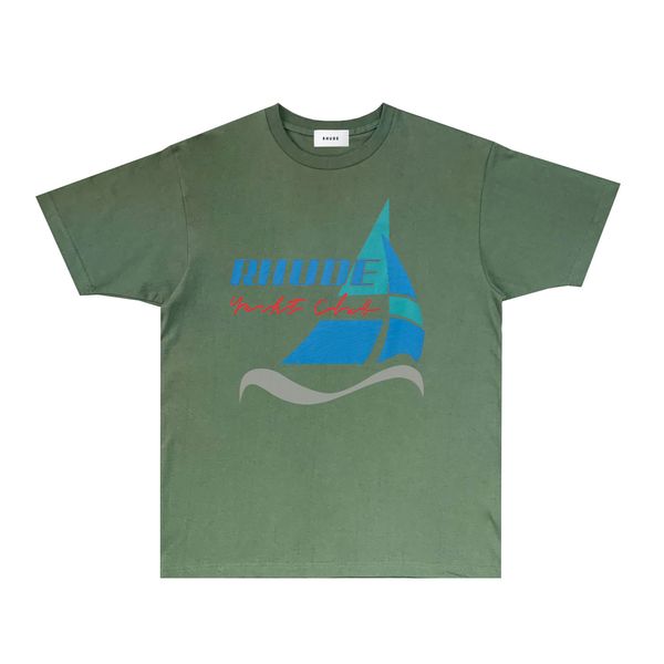 Rhude Brand Tshirts Designer T-shirts pour hommes et femmes vêtements d'été de mode à la mode RH030 Sail Feuille de voile imprimée à manches courtes T-shirt S-xxl