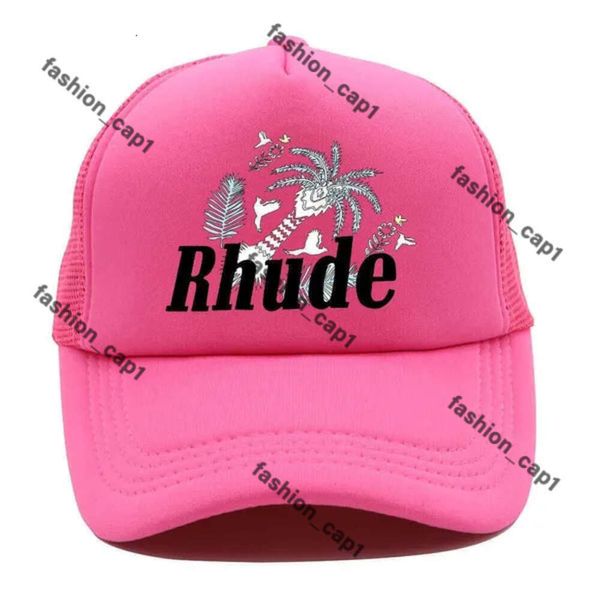 Rhude Cap Green Mesh Patchwork Baseball Cap Mujeres Bordado unisex Rhude Rhude Camión Casual Capas de pelota Ajustable Ruhde Hat Rhode Cap Caps 329