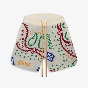 Rhude noix de cajou colorée en tricoté jacquard shorts de cordon