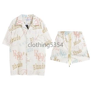 Rhude Designer Ensemble de chemises pour hommes Chemise Rhude et costume court Hommes à manches courtes T-shirt de haute qualité Rhude Tee Shirt Short de plage Short en cuir Short de bain d'été SportswearNKHT