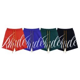 Rhude Designer Mens Shorts Lettre d'été Logo Jacquard DrawString Knitted Casual Loose Mens Shorts haut de gamme Brand de luxe de rue Hotpants S-XL