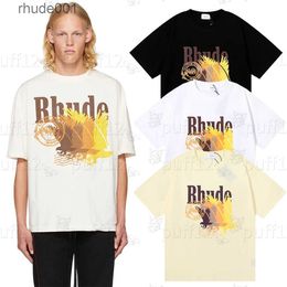 Rhude Designer Shirt Short Sleeve T-Shirt High Street Fashion T-shirt Heren- en dames zomerstijl Lichte extra grote top losse casual T-shirt X5NT