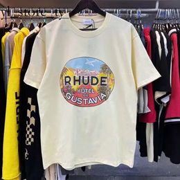 Rhude Designer T-shirt Hommes T-shirt de luxe à la mode Marque Rhude Chemise Polo Lâche Respirant Grapic Imprimé Vêtements Casual Coton Rhude Chemises Haute Qualité Tops 7741