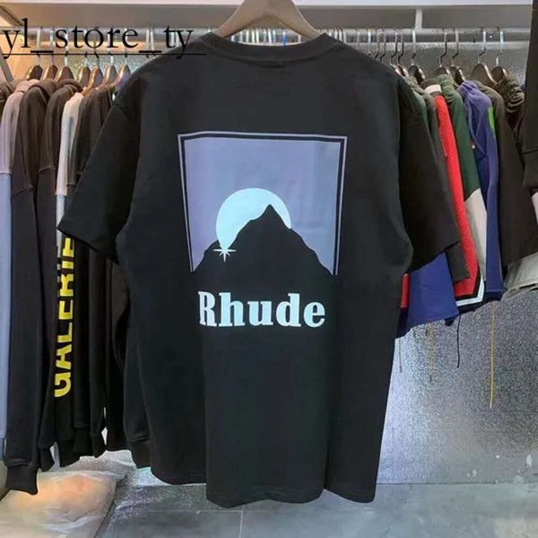 RHUDE Designer T-shirt Mens Brand Trendy Polo Polo Lower Breathable Grapic Imprimé Coton Cotton Shirts High Quality Tops 5422