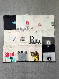 Rhude Designer t-shirt à manches courtes t-shirts t-shirt haute rue mode t-shirt hommes femmes Style d'été légèrement surdimensionné 2ZAO