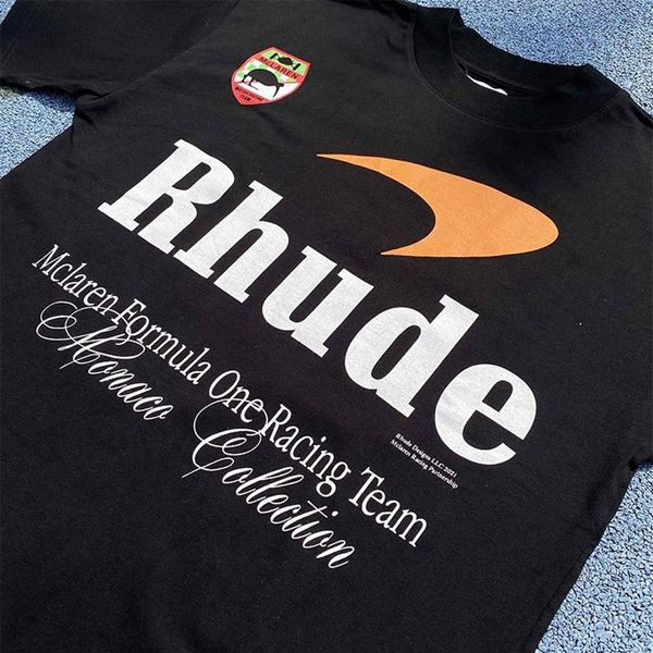 Rhude Fashion Tee Designer T-shirt pour hommes femmes tee-shirt de qualité supérieure Street Nom commun New Luxurys Loose Short Sleeve Couple T-shirt 166j