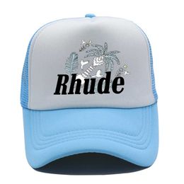 Rhude Green Mesh Patchwork Baseball Designer Rhude Cap Men Women Embroderie Unisexe Collections de rhume Casual Camion Camion Bonnet Rhude Hat Brand 925