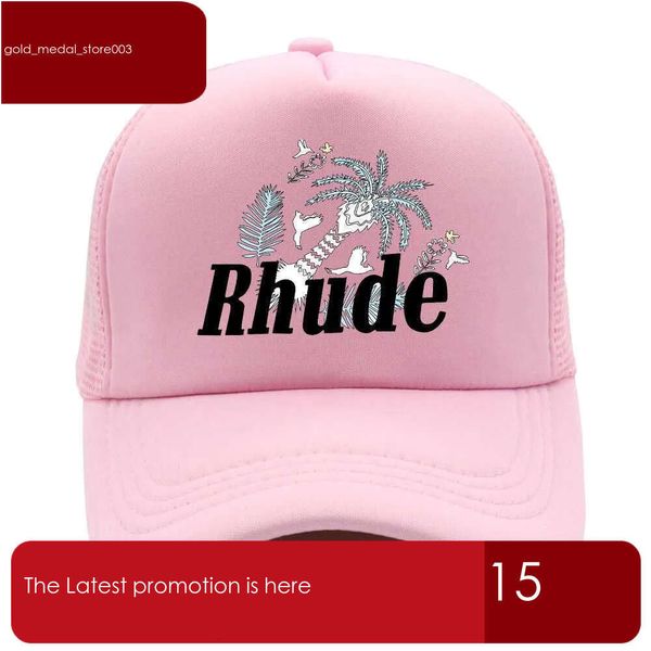 Rhude Hat Casquette de baseball en maille verte pour hommes et femmes avec broderie unisexe Collections Rhude Chapeau de camion décontracté réglable Rhude Bonnet Rhude 985 299