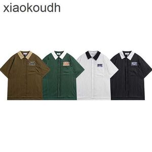 Vêtements de créateurs haut de gamme Rhude pour 2024 Meichao Nouveau Polo à rayures verticales de printemps / été