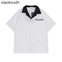 Rhude high -end designer kleding voor high street trendy nieuwe nek korte mouwen shirt letter borduurwerk rijstijl korte mouwen zomer met 1: 1 originele labels