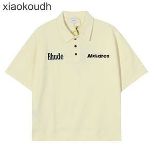 Rhude high -end designer kleding voor brief geborduurde kraag pullover t -shirt high street veelzijdige casual poloshirt heren met korte mouwen en damesmode met 1: 1