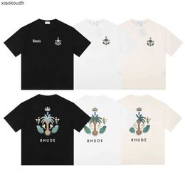 Rhude High End Designer Vêtements pour Meichao Collection à manches courtes Micro Label Island Coconut Tree Print Tshirt à manches courtes pour hommes et femmes