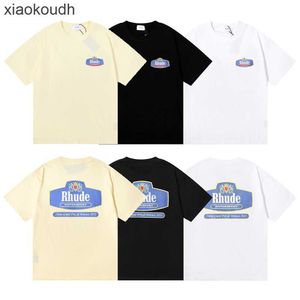 Vêtements de créateurs haut de gamme Rhude pour la mode de niche à haute définition Hip-hop imprimé et femmes T-shirt à manches courtes rond en vrac avec des étiquettes originales de 1: 1